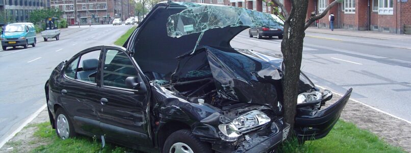 car crashed into a tree