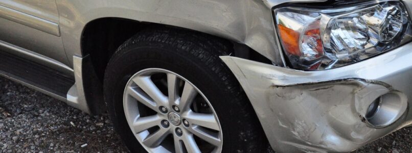 Dented car bumper
