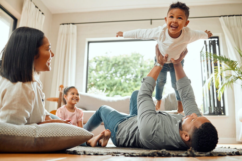 Happy family playing together